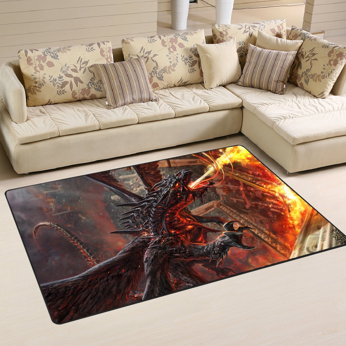 Dragon Area Rug 02103 Home Decor Bedroom Living Room Decor