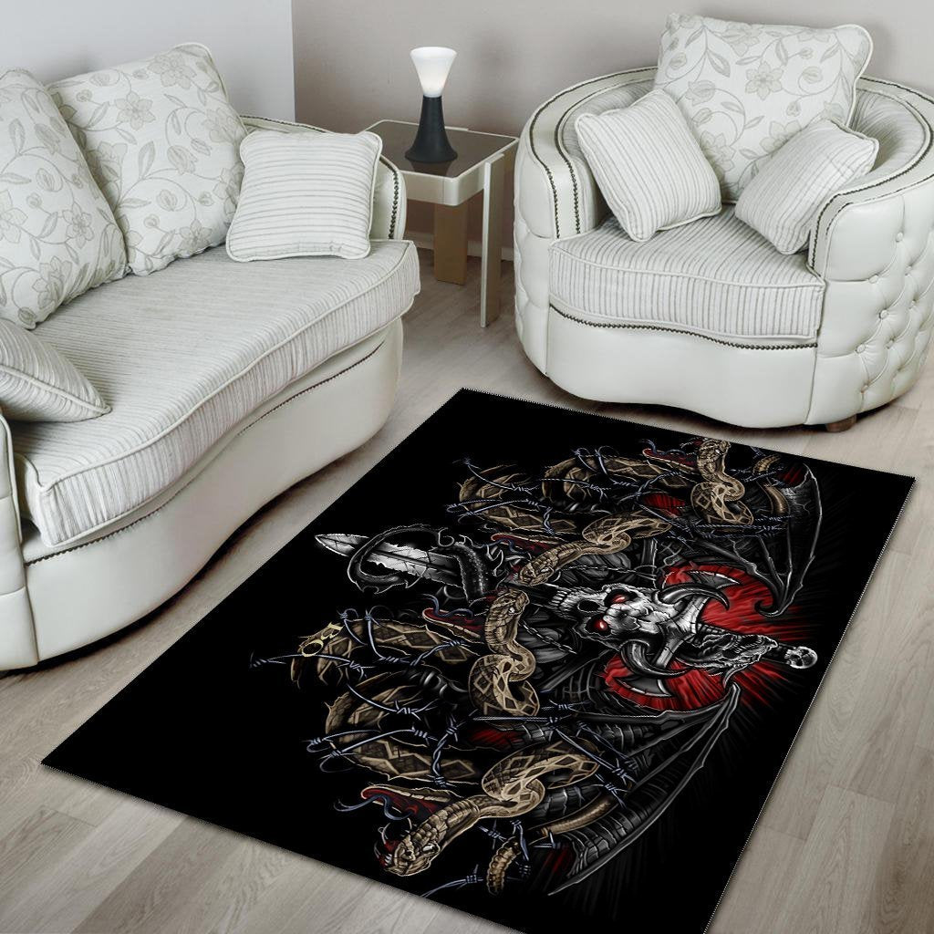 Skull Area Rug 02225 Home Decor Bedroom Living Room Decor