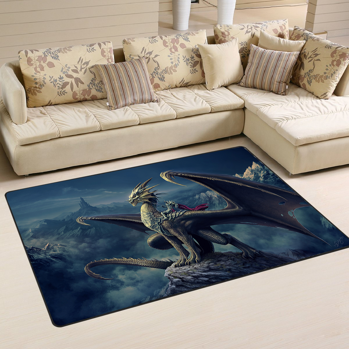 Dragon Area Rug 02415 Home Decor Bedroom Living Room Decor