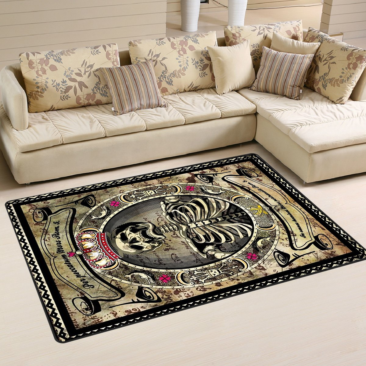 Skull Area Rug 02513 Home Decor Bedroom Living Room Decor