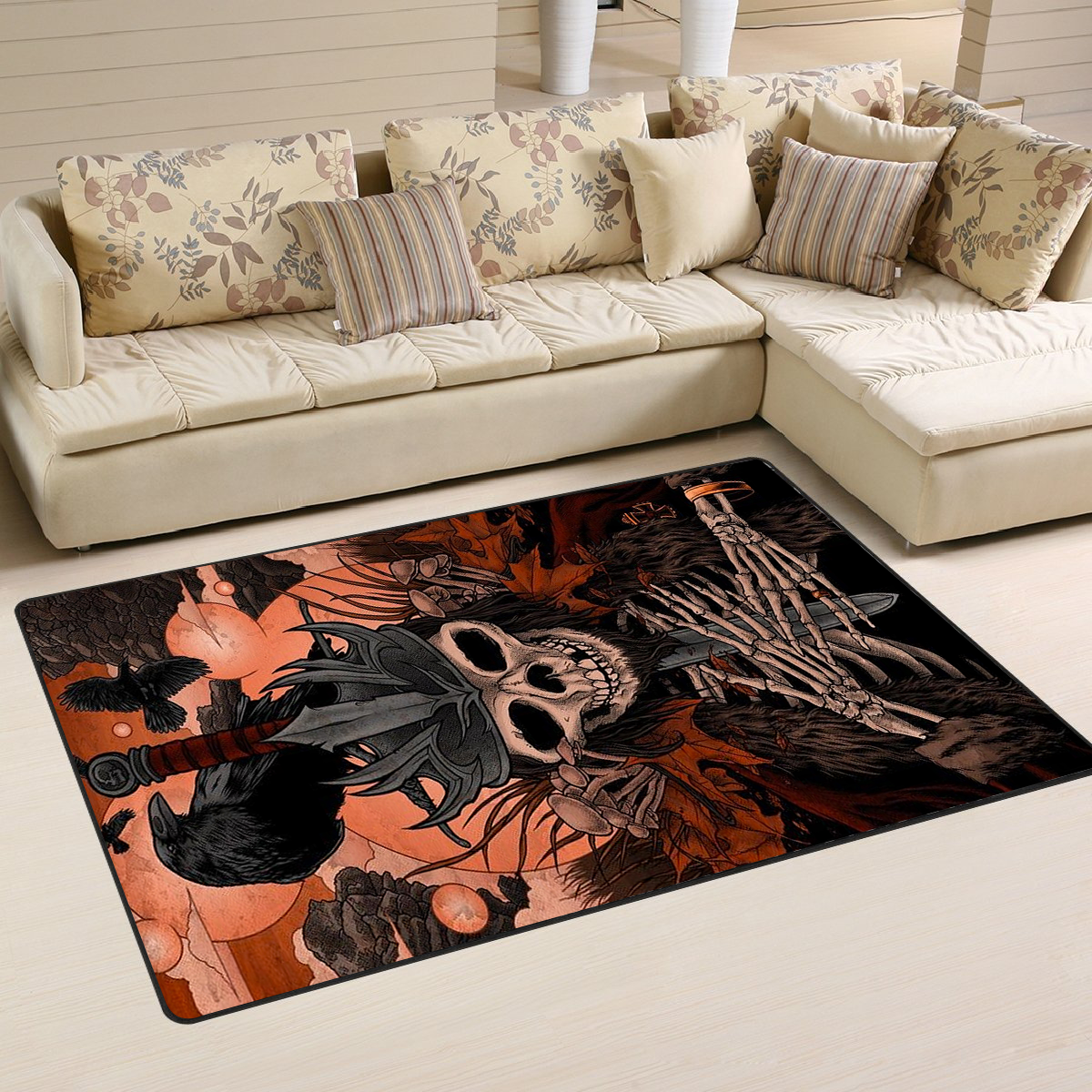 Skull Area Rug 02577 Home Decor Bedroom Living Room Decor