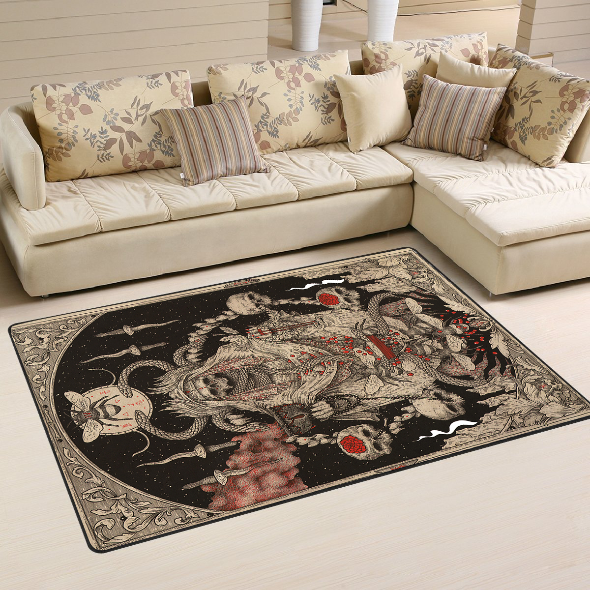 Skull Area Rug 02708 Home Decor Bedroom Living Room Decor