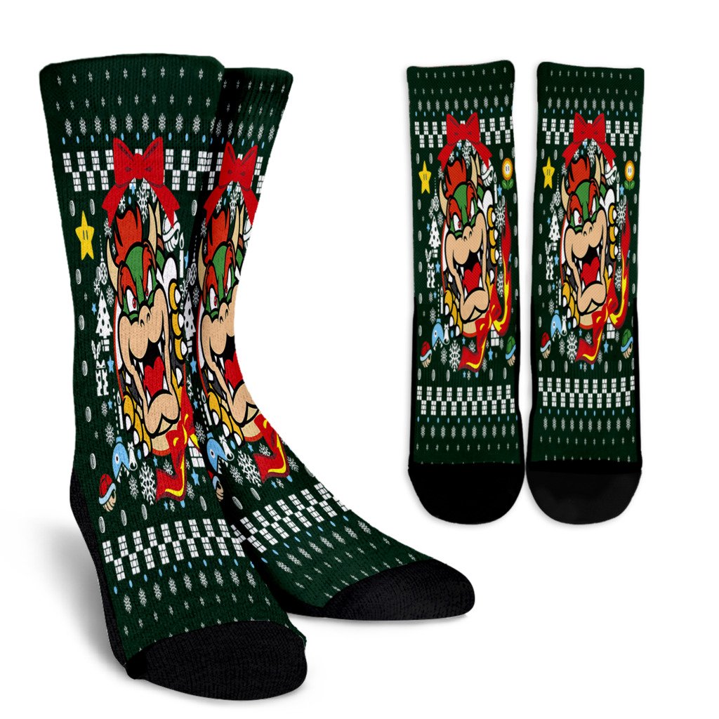 Super Mario Bowser Classic Ugly Christmas Noel Socks Perfect Christmas Gift