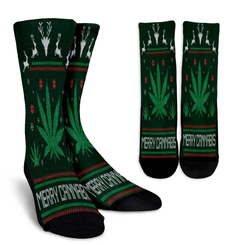 Merry Cannabis Marijuana Ugly Christmas Sweater Noel Socks Perfect Christmas Gift