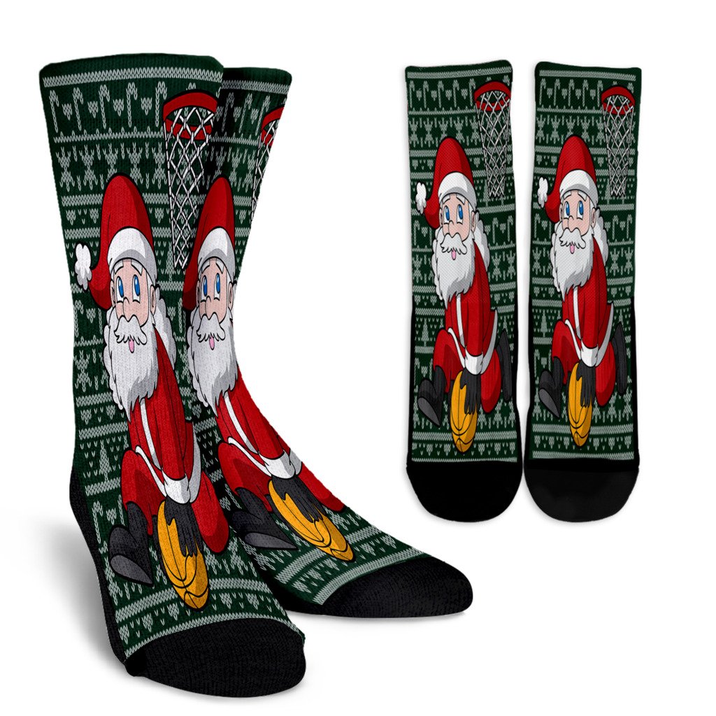 Santa Basketball Dunk Ugly Christmas Pattern Gift Noel Socks Perfect Christmas Gift