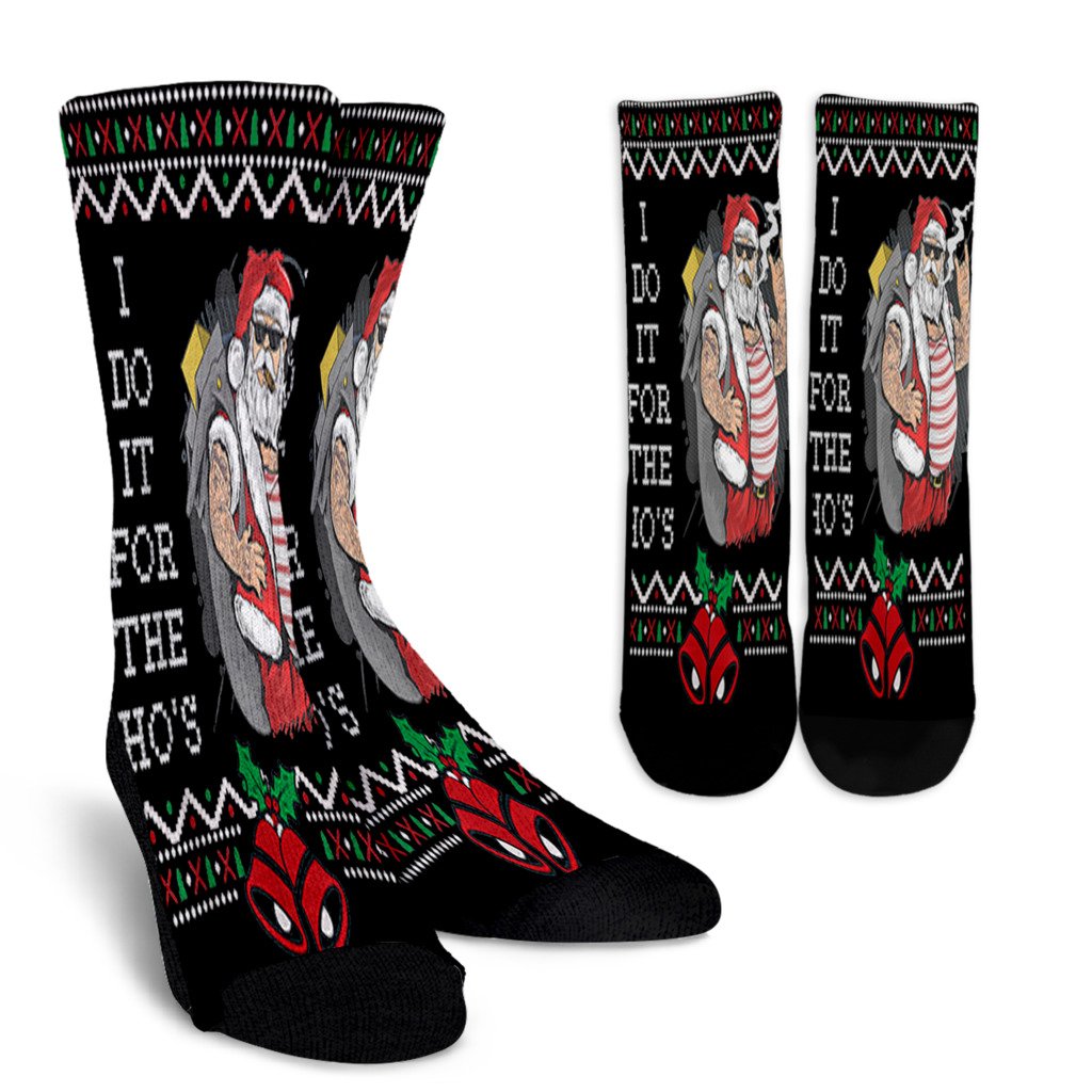 I Do It For The Hos Funny Christmas Santa Ugly Noel Socks Perfect Christmas Gift