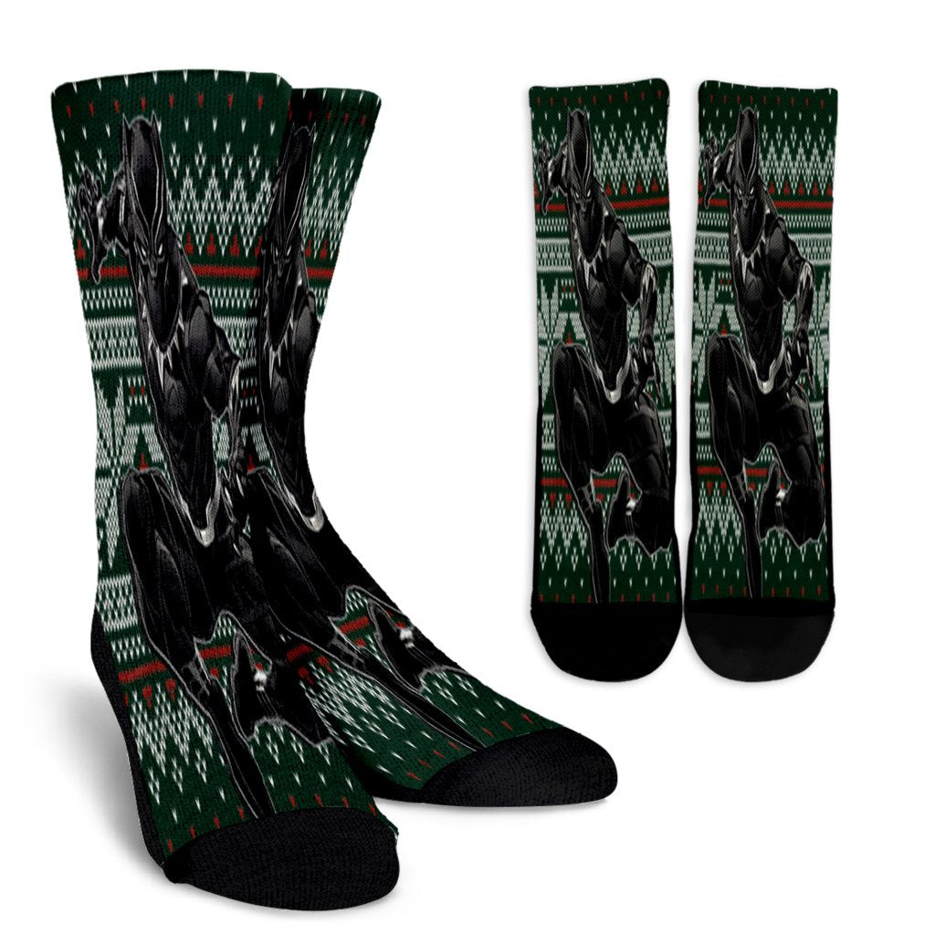 Black Panther Crouch Ugly Christmas Sweater Noel Socks Perfect Christmas Gift