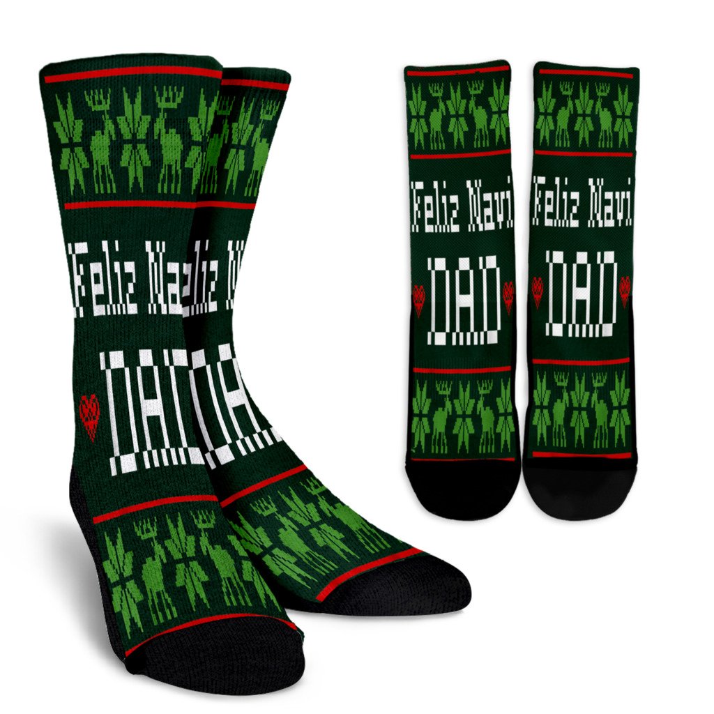 Mens Feliz Navi Dad Ugly Christmas Feliz Navidad Gift Noel Socks Perfect Christmas Gift