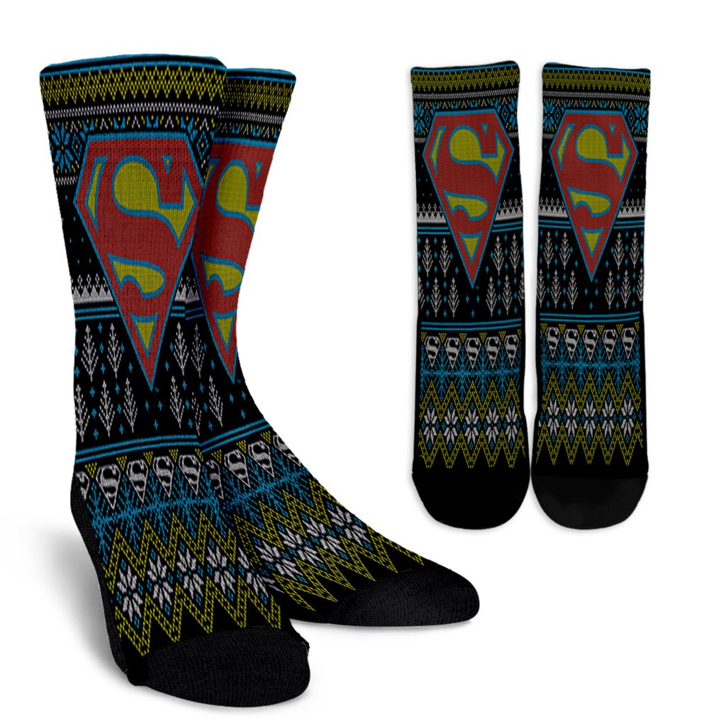 Dc Comics Christmas Superman Ugly Sweater Style Noel Socks Perfect Christmas Gift