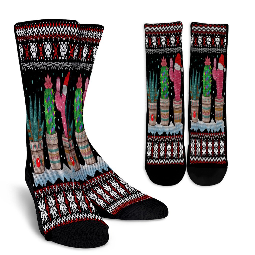 Succulent Cactus Snow Merry Christmas Ugly Xmas Sweater Noel Socks Perfect Christmas Gift