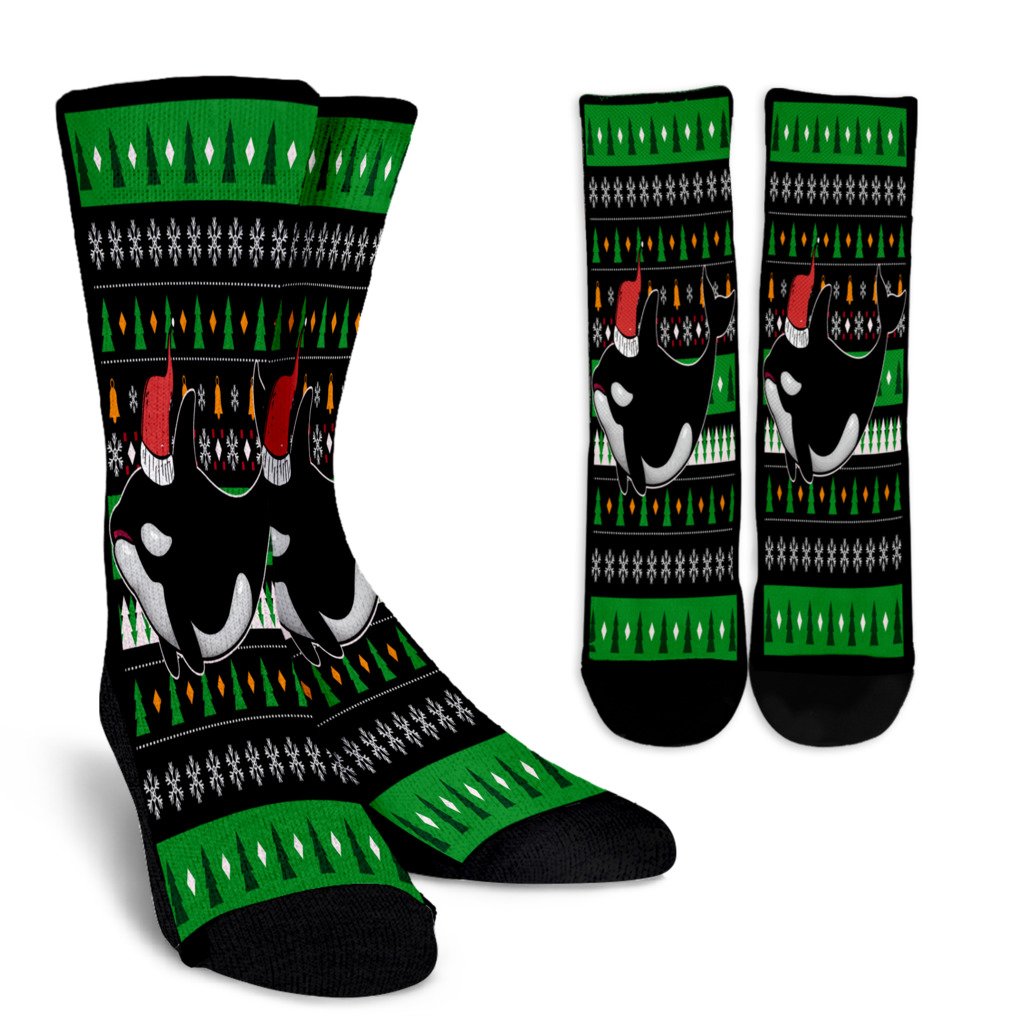 Orca Zookeeper Gift Ugly Christmas Killer Whale Noel Socks Perfect Christmas Gift