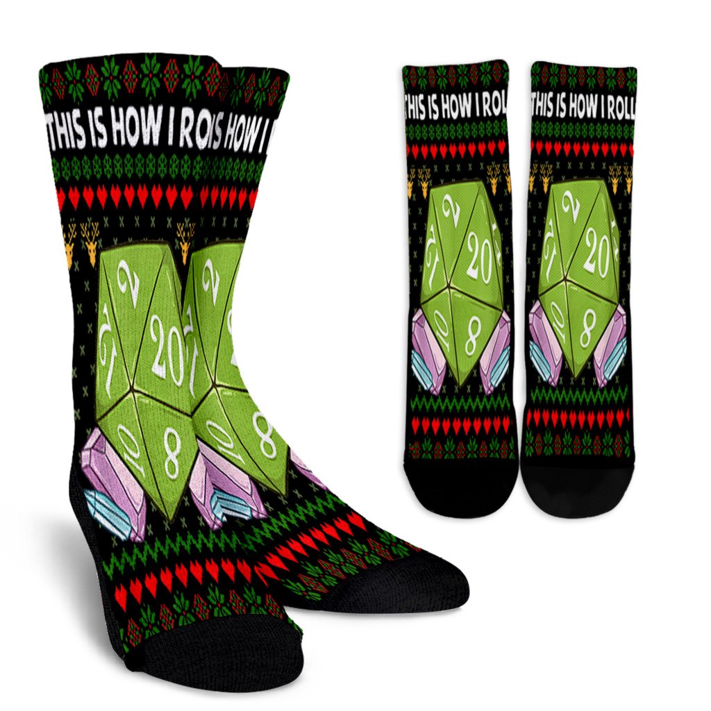 D20 This Is How I Roll Ugly Christmas Sweater Rpg Gamer Noel Socks Perfect Christmas Gift