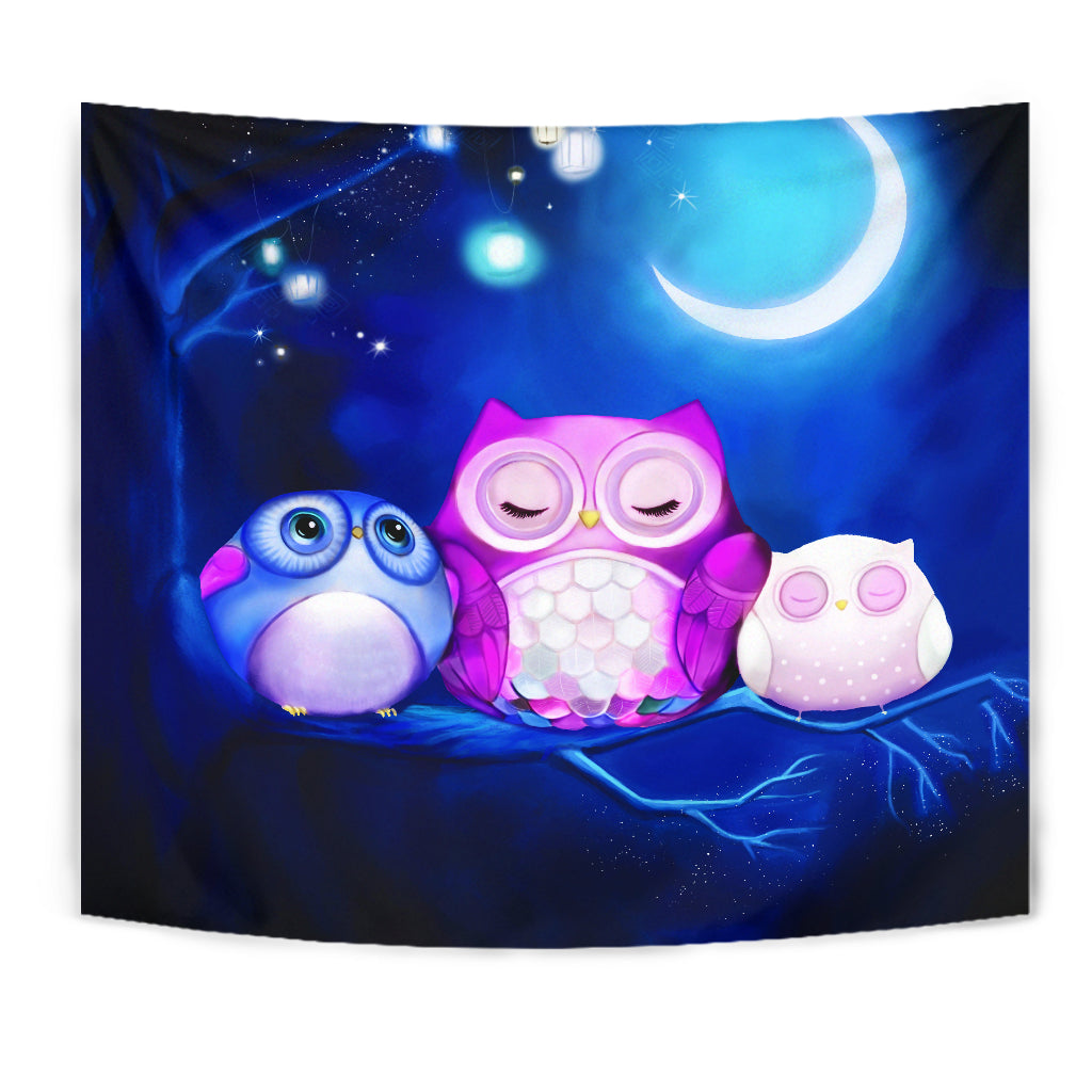 Cute Owl Night Tapestry Room Decor