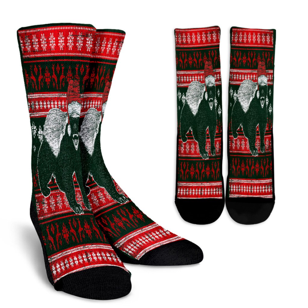 Ugly Christmas Honey Badger Noel Socks Perfect Christmas Gift