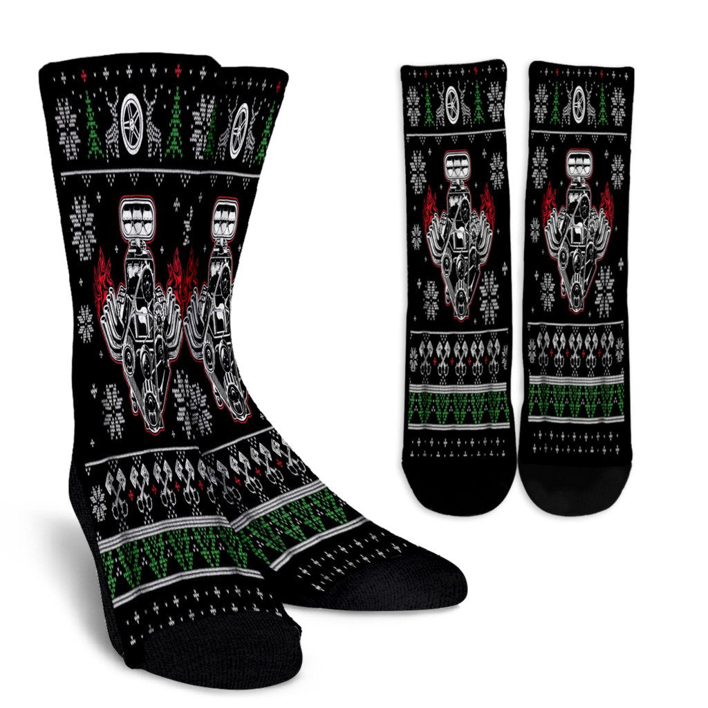 Muscle Car V8 Engine Lovers Ugly Christmas Design Noel Socks Perfect Christmas Gift