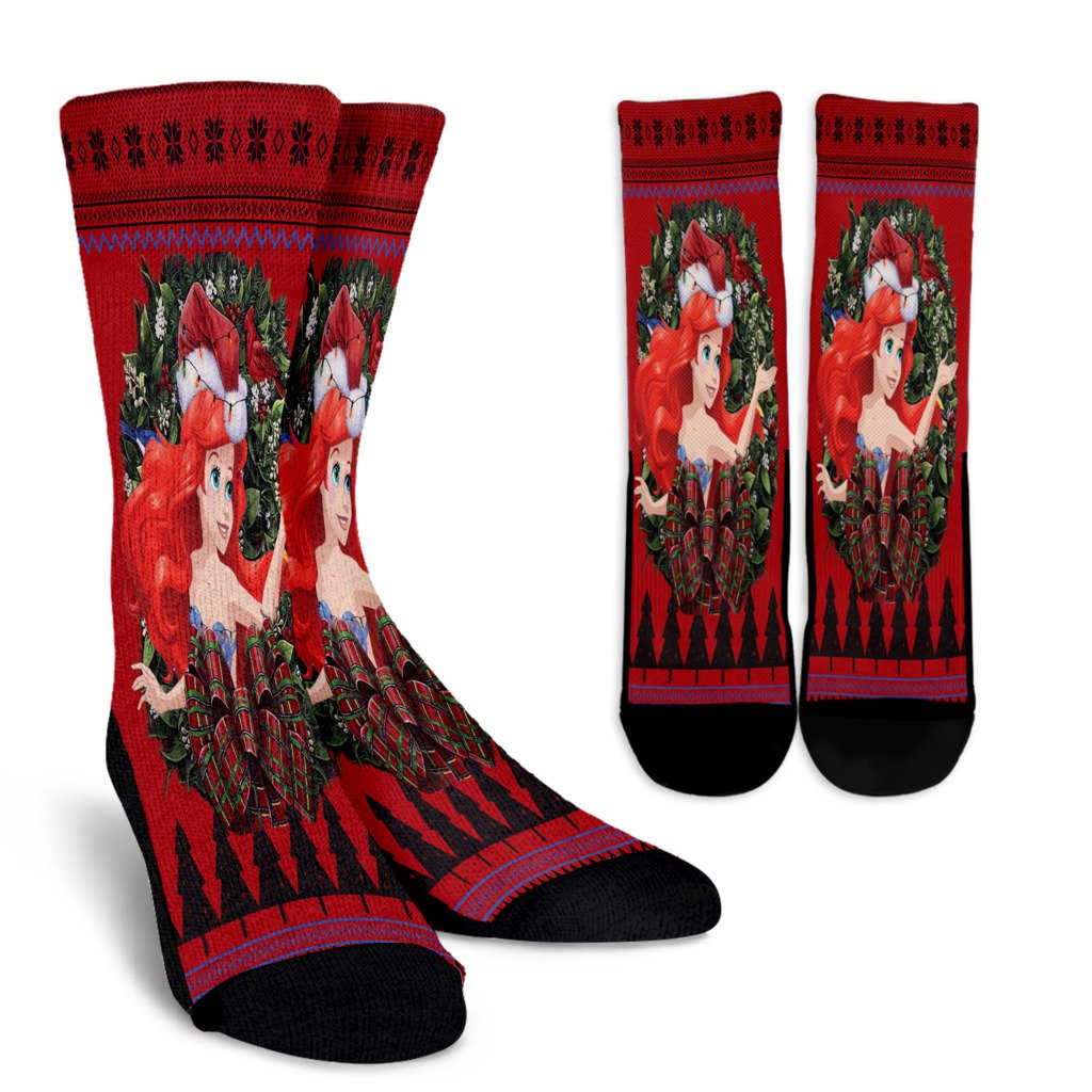 Ugly Christmas Aerial Little Mermaid Noel Socks Perfect Christmas Gift