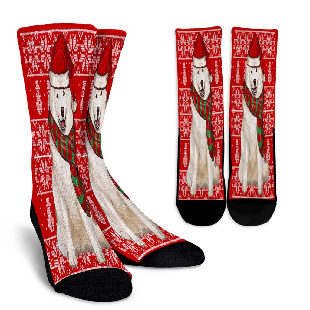 Santa Hat Xmas Samoyed Ugly Christmas Noel Socks Perfect Christmas Gift