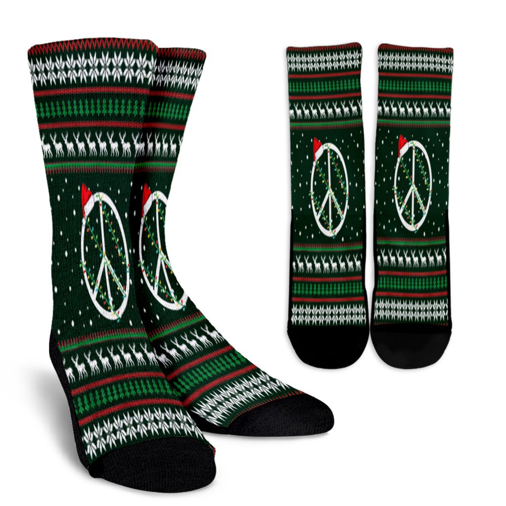 Hippie Peace Sign Ugly Christmas Santa Hat Noel Socks Perfect Christmas Gift