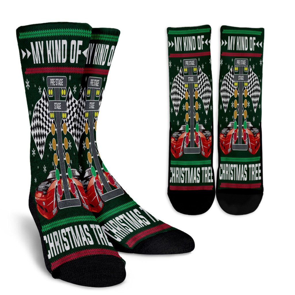 My Kind Of Christmas Tree Drag Racing Ugly Christmas Sweater Noel Socks Perfect Christmas Gift