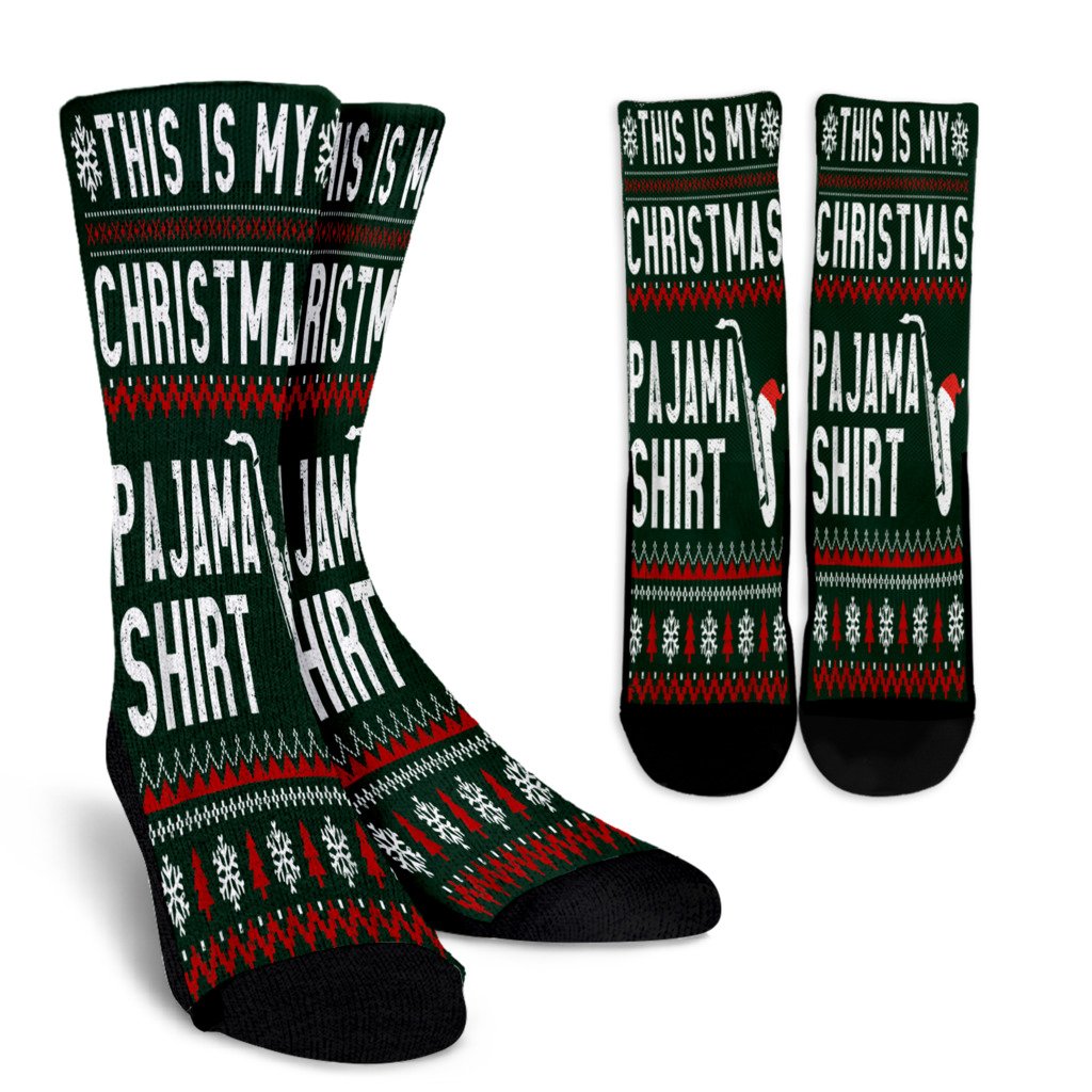 This Is My Christmas Pajama Ugly Saxophone Gift Noel Socks Perfect Christmas Gift