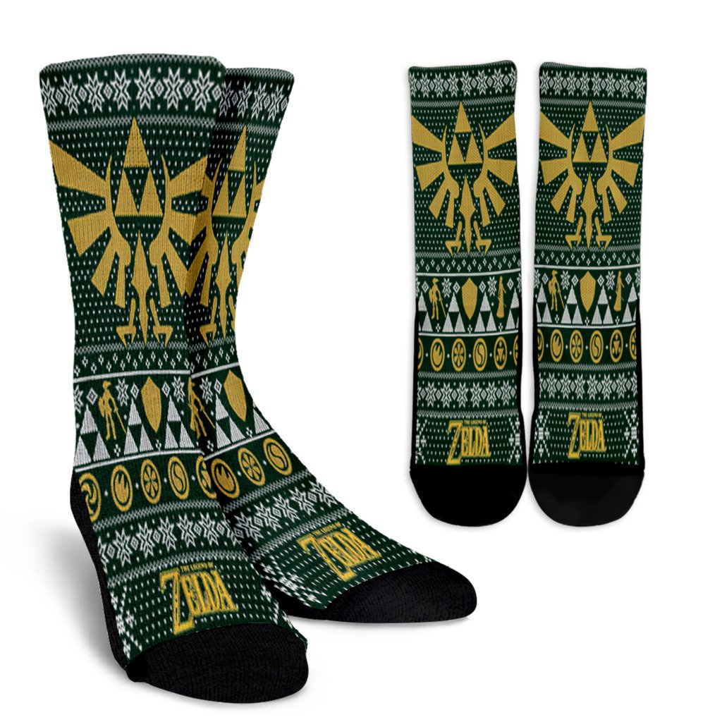 Legend Of Zelda Triforce Ugly Christmas Graphic Noel Socks Perfect Christmas Gift