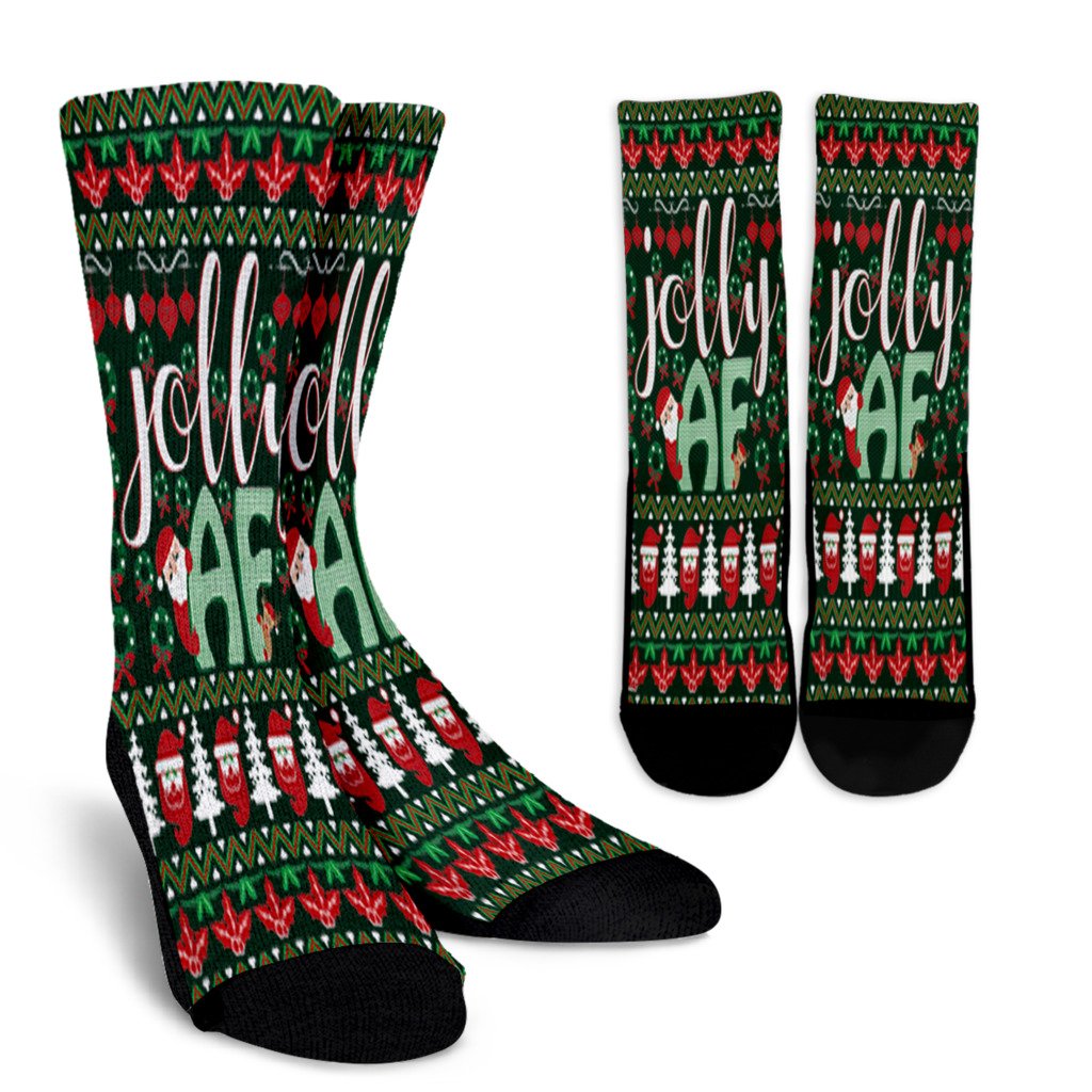 Jolly Af Ugly Christmas Funny Holiday Xmas Santa Tree Gift Noel Socks Perfect Christmas Gift