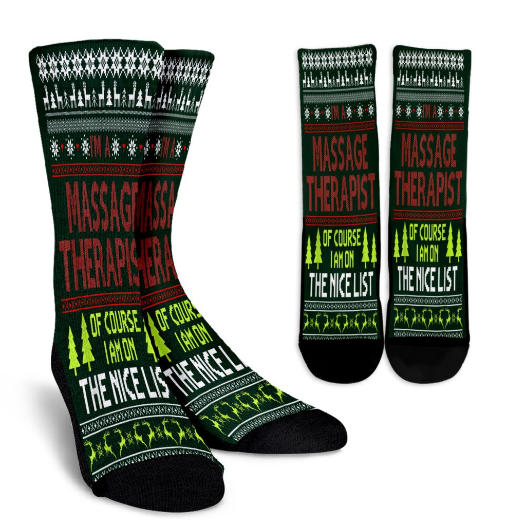 Ugly Christmas Gift Massage Therapist On The Nice List Noel Socks Perfect Christmas Gift