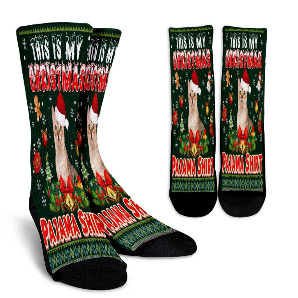 This Is My Christmas Pajama Singapura Cat Ugly Sweater Noel Socks Perfect Christmas Gift