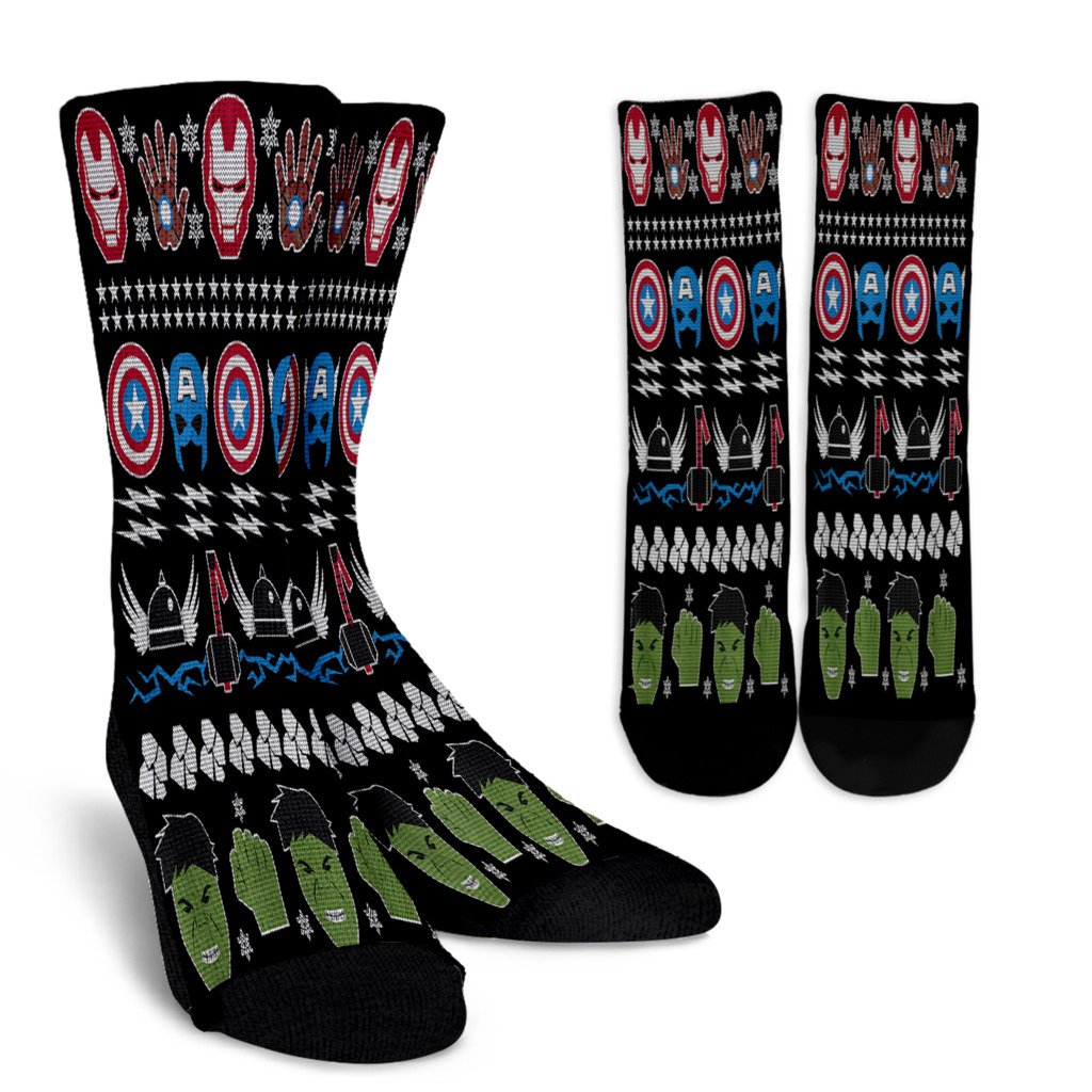 The Avengers Ugly Christmas Sweater Graphic Noel Socks Perfect Christmas Gift