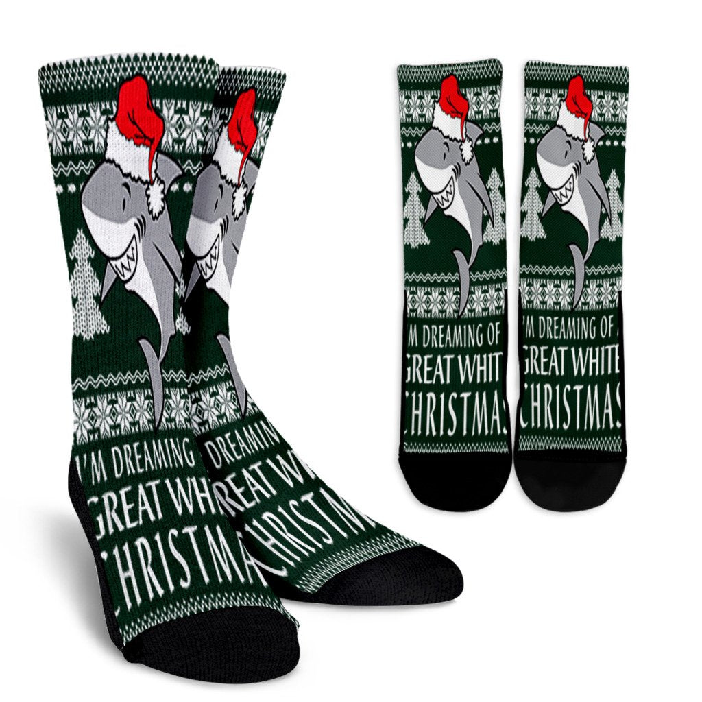 I'M Dreaming Of A Great White Christmas Ugly Holiday Noel Socks Perfect Christmas Gift