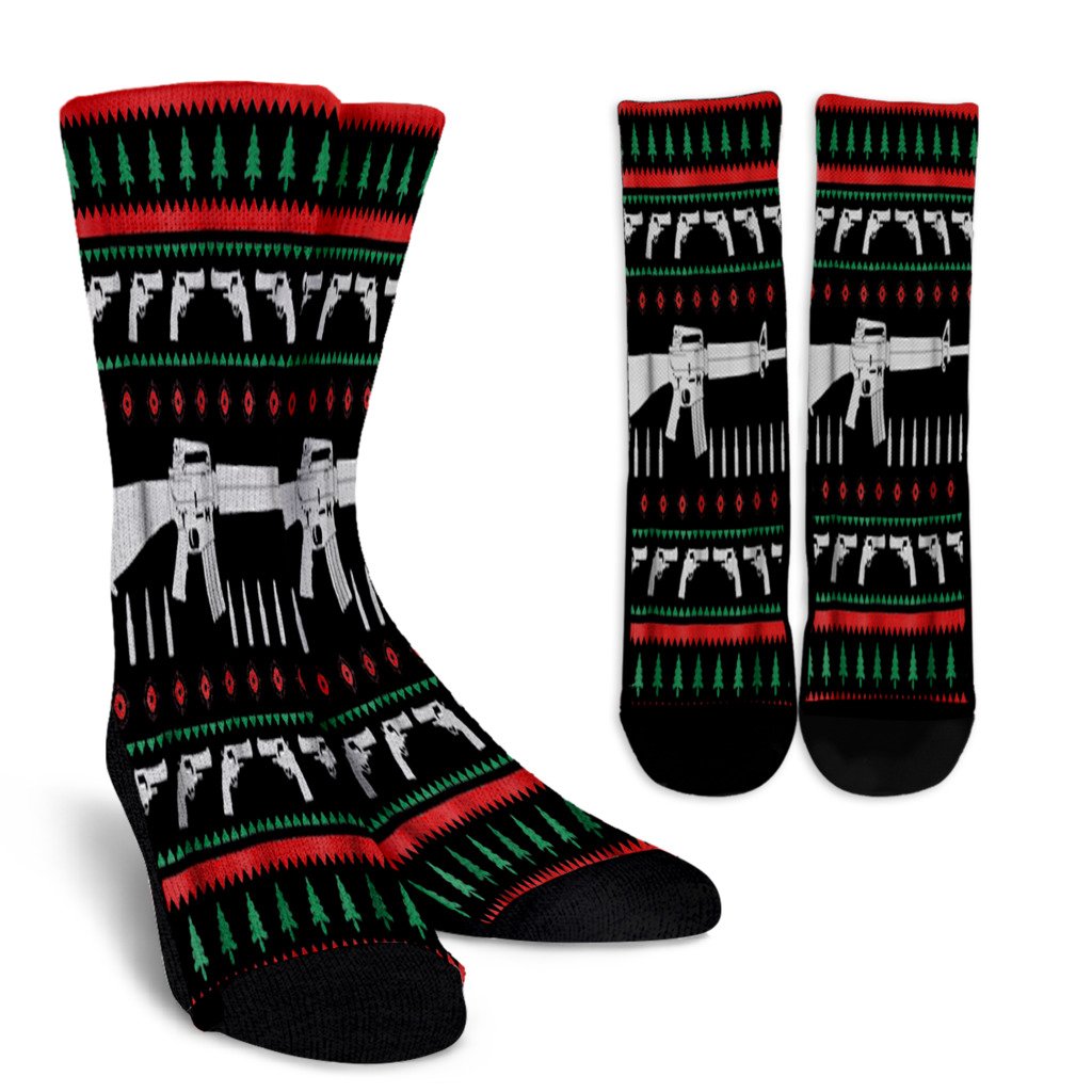 I Want Guns For Christmas Ugly Christmas Sweater Noel Socks Perfect Christmas Gift