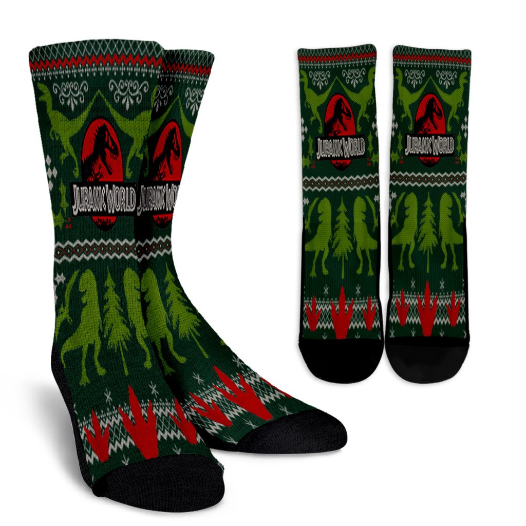 Jurassic World Dinosaur Xmas Ugly Sweater Graphic Noel Socks Perfect Christmas Gift