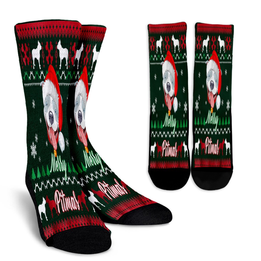 Pit Bull Ugly Sweater Merry Pitmas Pit Bull Christmas Noel Socks Perfect Christmas Gift