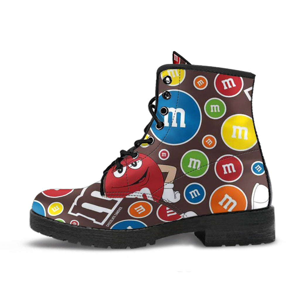 M&M Chocolate Pattern Leather Boots