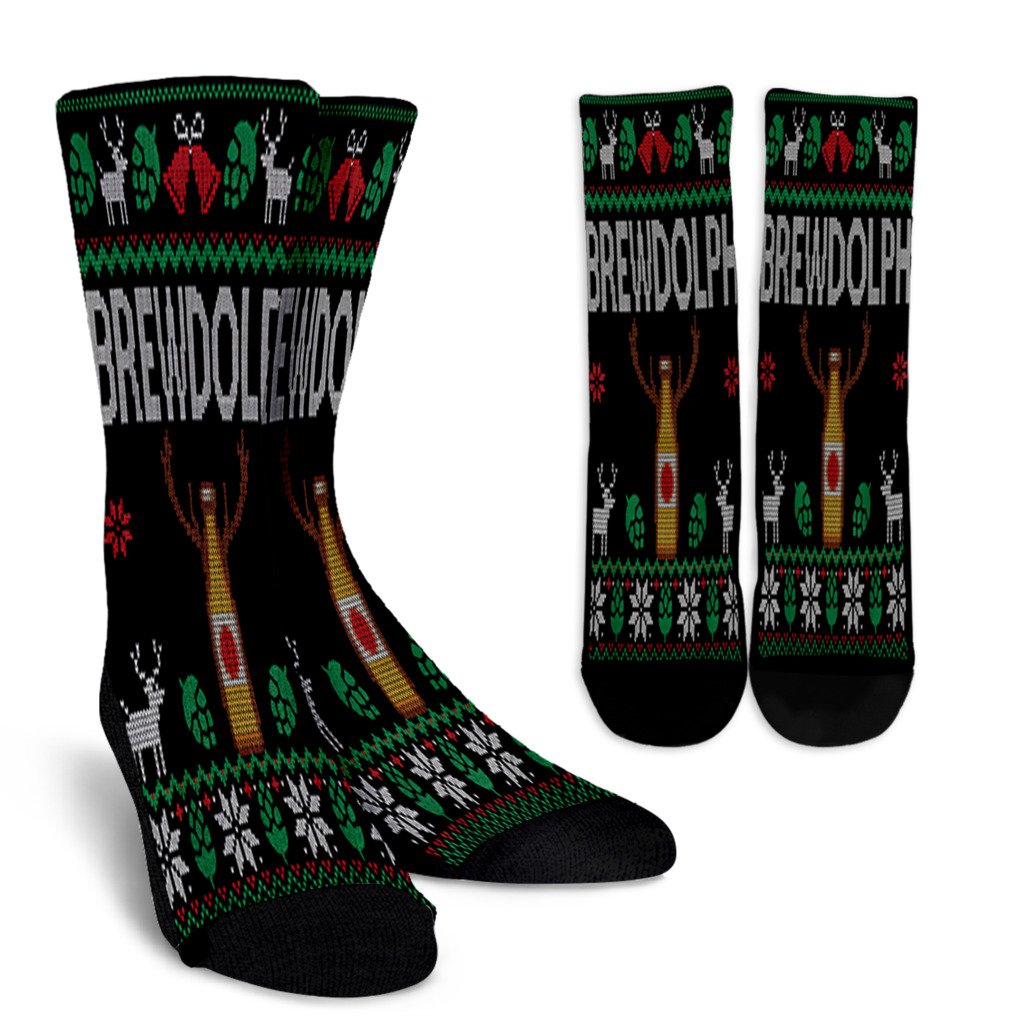 Ugly Christmas Brewdolph Beer Lover Craft Beer Brewer Noel Socks Perfect Christmas Gift