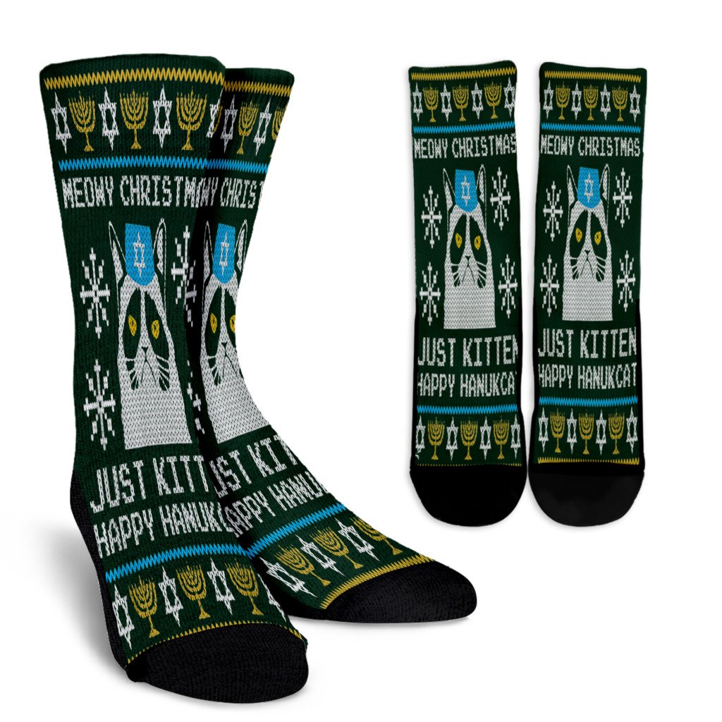 Ugly Christmas Jewish Hanukkah Chanukah Hanukcat Noel Socks Perfect Christmas Gift