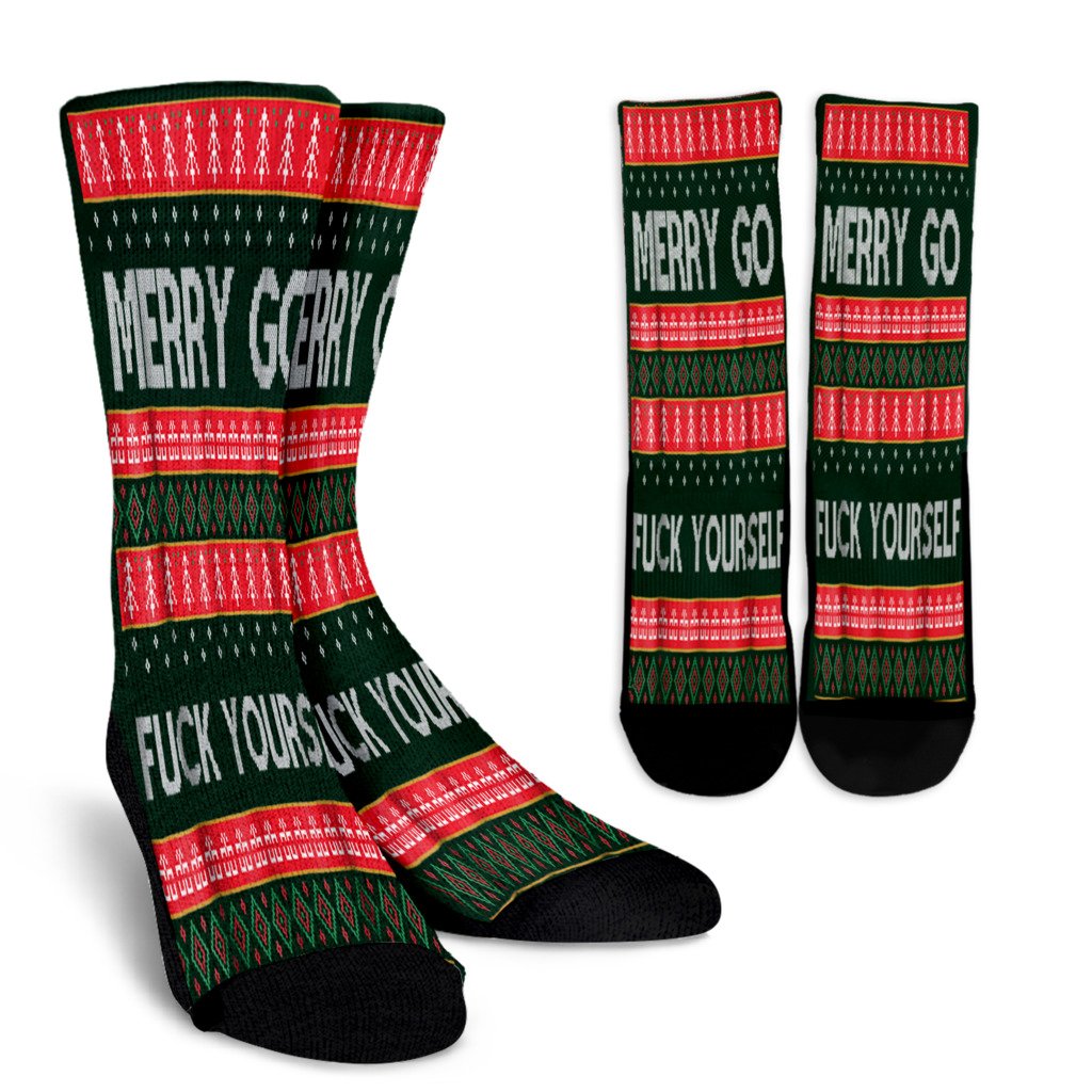 Merry Go Fuck Yourself Ugly Christmas Noel Socks Perfect Christmas Gift