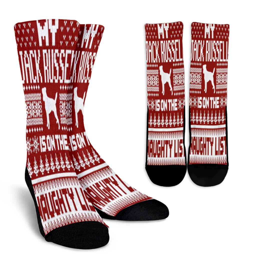 Jack Russell On Naughty List Dog Ugly Christmas Noel Socks Perfect Christmas Gift