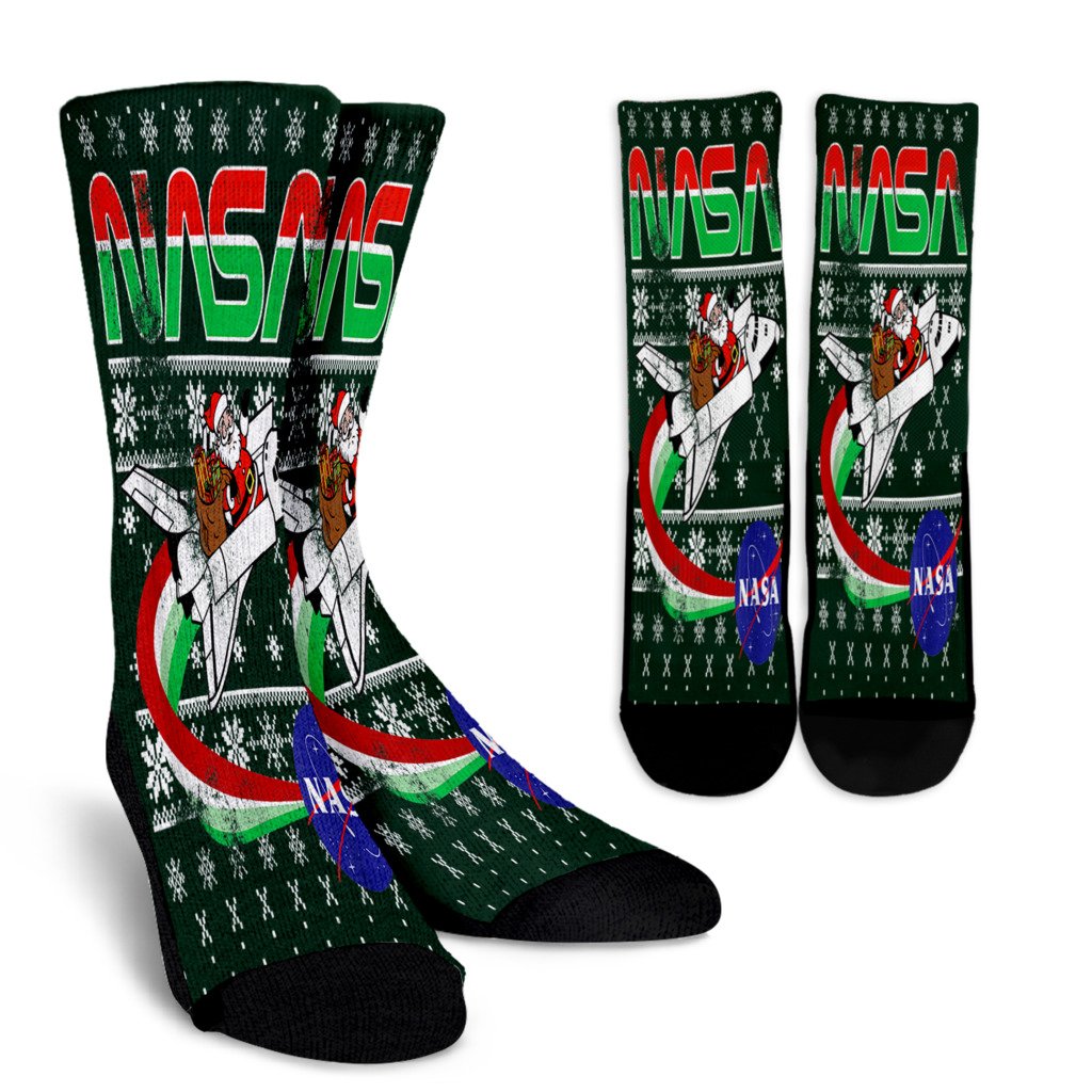 Nasa Santa Rocket Ugly Christmas Sweater Noel Socks Perfect Christmas Gift