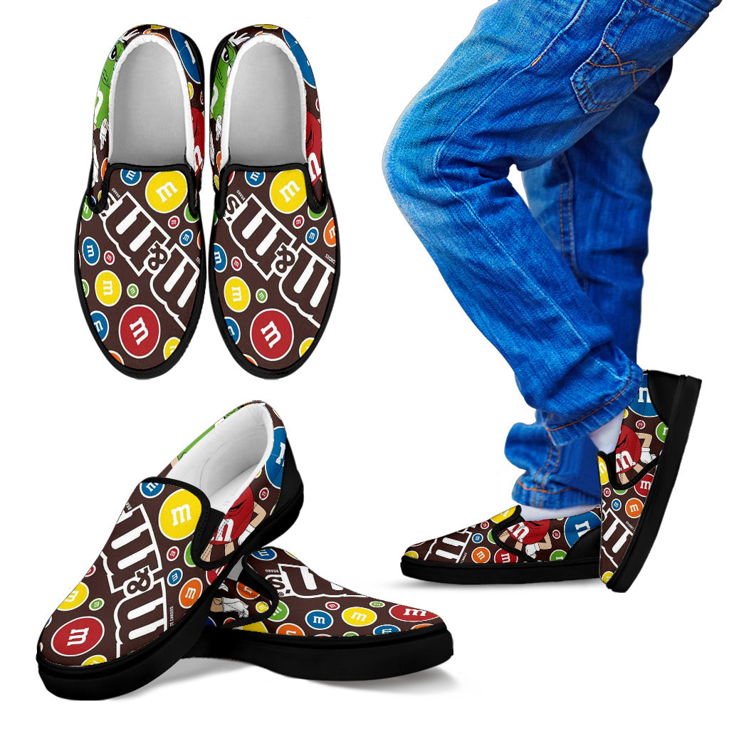 M&M Chocolate Pattern Kid's Slip-On Shoes