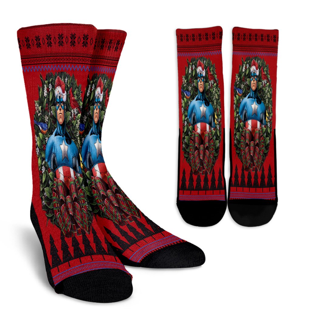 Ugly Christmas Captain America Illustration Noel Socks Perfect Christmas Gift