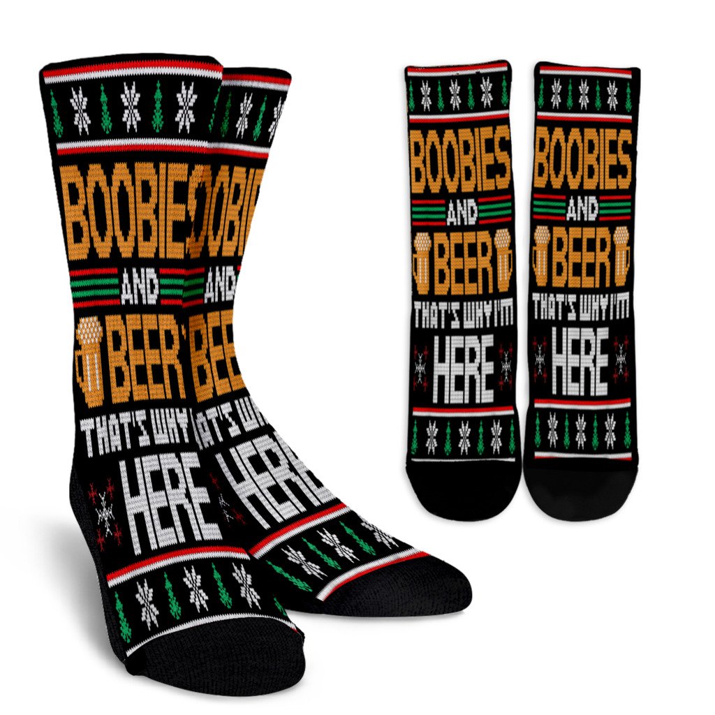 Ugly Beer Christmas Sweater Boobies And Beer Noel Socks Perfect Christmas Gift