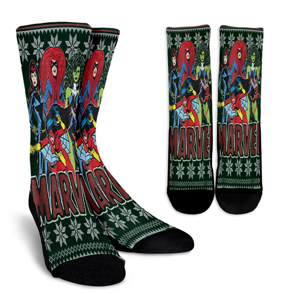 Avengers Women Ugly Christmas Sweater Noel Socks Perfect Christmas Gift