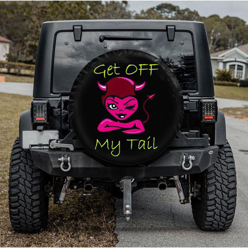 Red Get Off My Tail Jeep Car Spare Tire Cover Gift For Campers