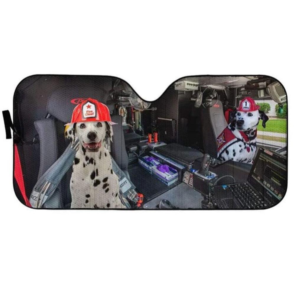 Dalmatian Dogs Fire Truck Custom Car Auto Sun Shades Windshield Accessories Decor Gift