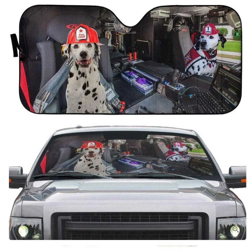 Dalmatian Dogs Fire Truck Custom Car Auto Sun Shades Windshield Accessories Decor Gift