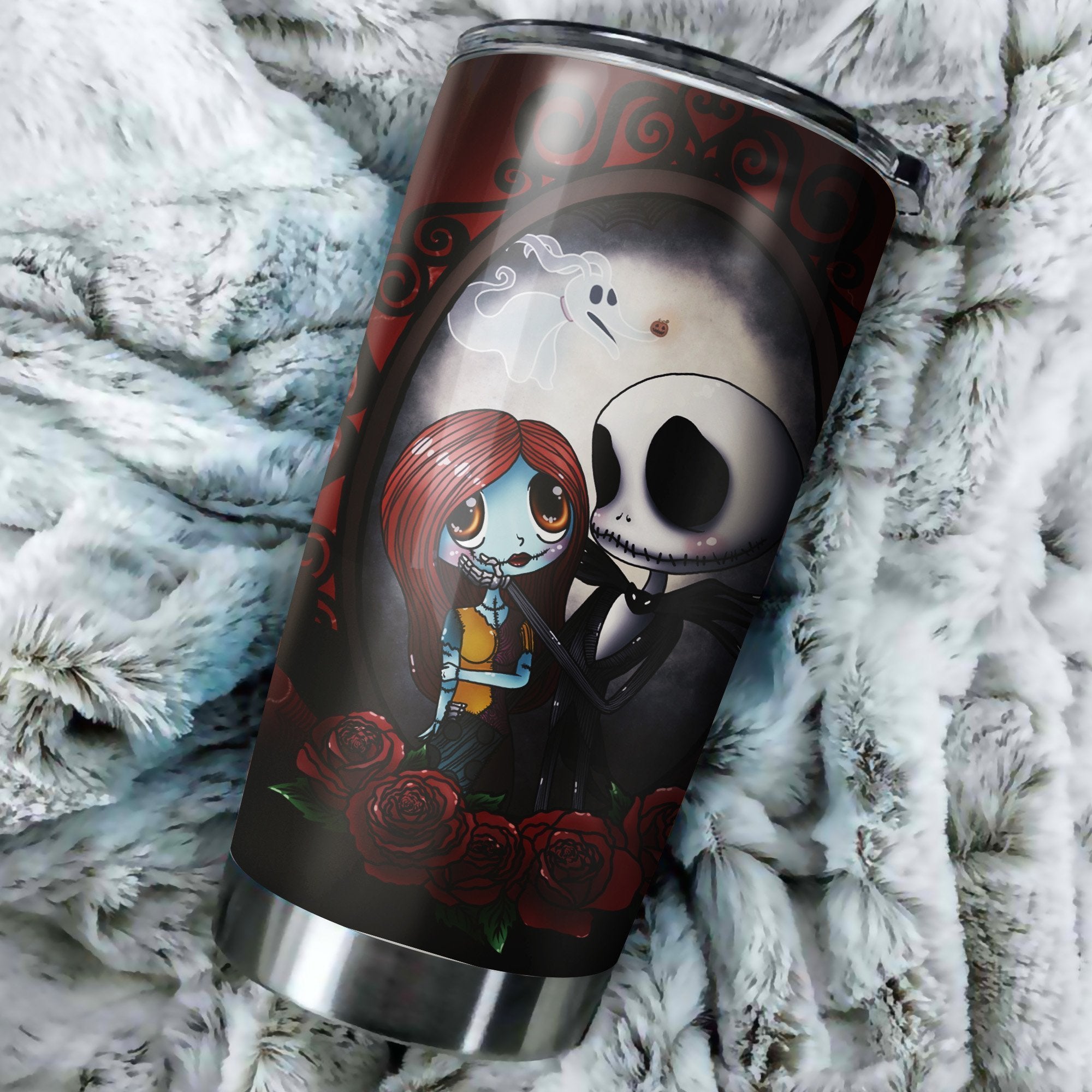 Cute Jack Skellington And Sally Nightmare Before Christmas Tumbler Perfect Birthday Best Gift Stainless Traveling Mugs 2021