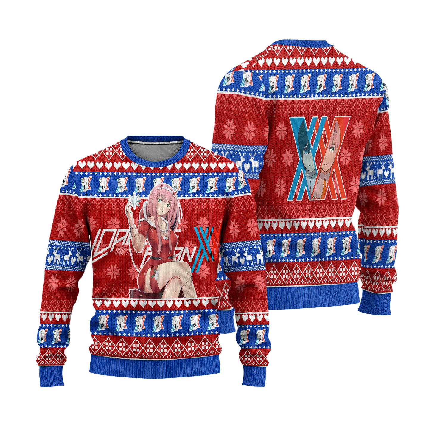 Zero Two Anime Ugly Christmas Sweater Custom Darling In The Franxx Xmas Gift