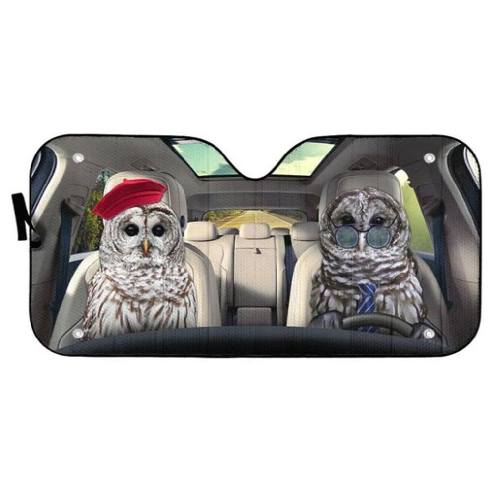 Barred Owls Couple Car Auto Sun Shades Windshield Accessories Decor Gift