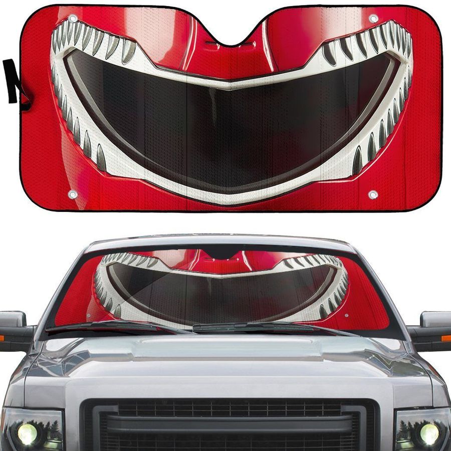 Mighty Morphin Red Power Ranger Helmet Custom Car Auto Sunshade Windshield Accessories Decor Gift